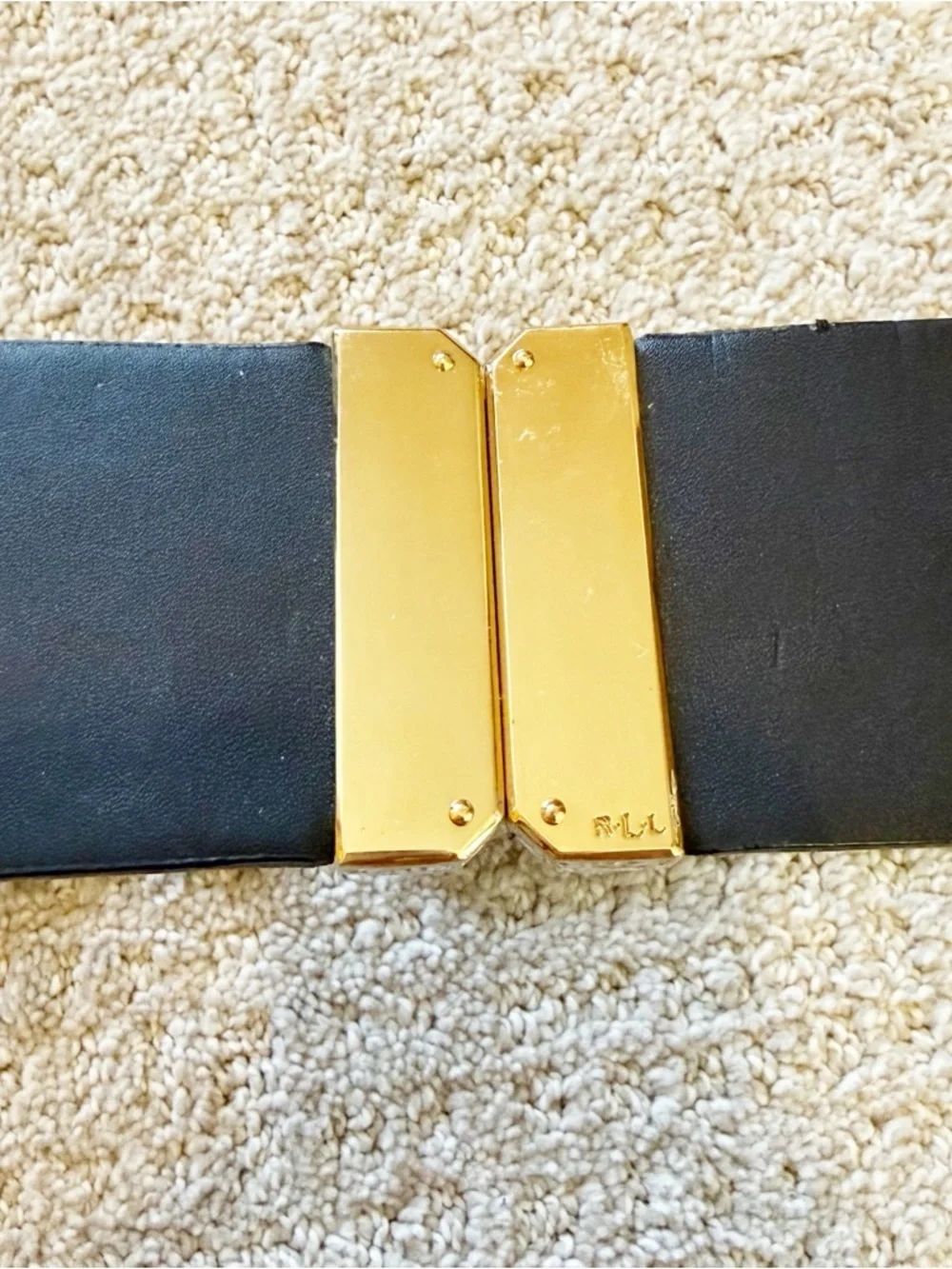 Lauren Ralph Lauren Black Belt Sz S Statement Classic Modern Gold Evening Career
